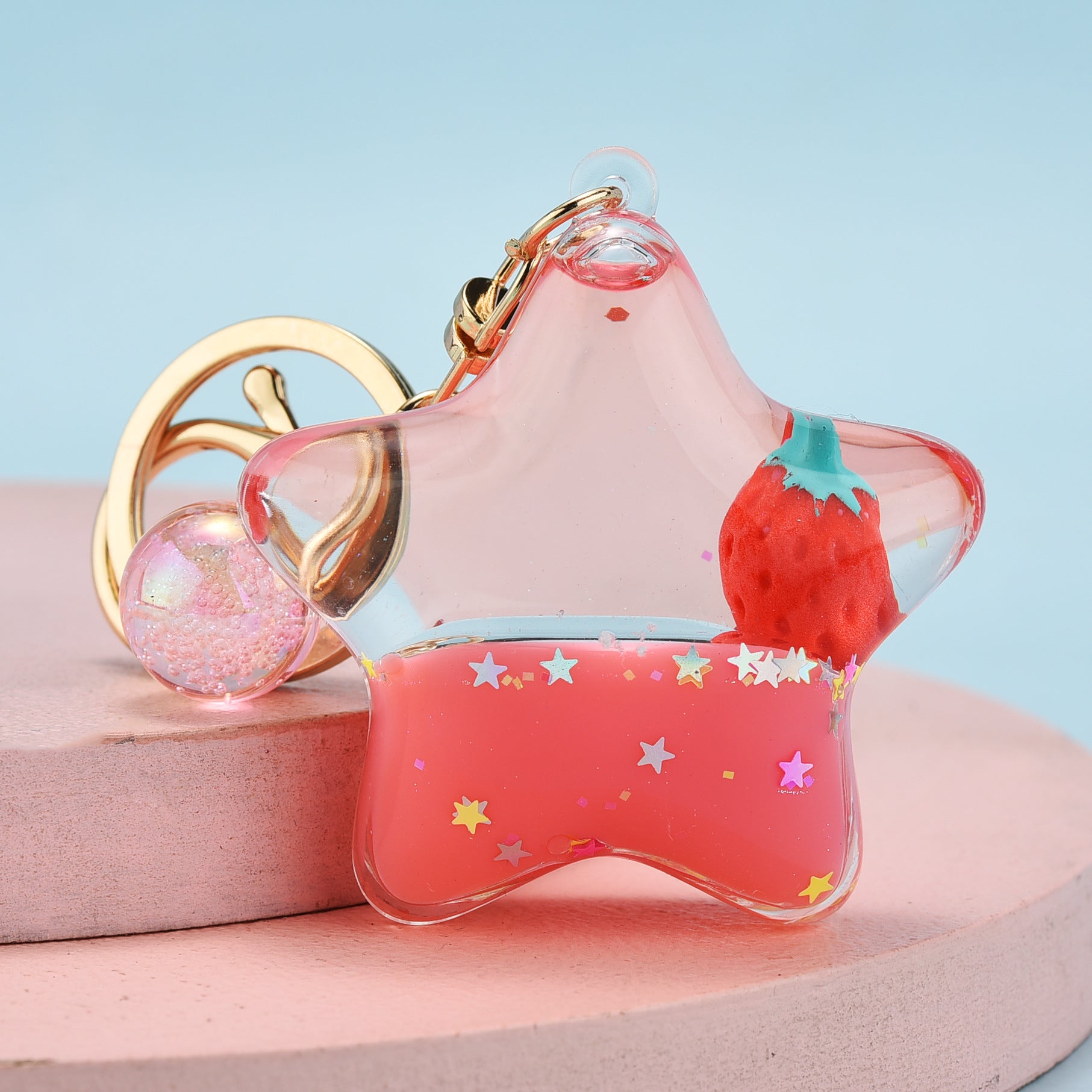 Wholesale Pentagram Strawberry Acrylic Oil Keychains
